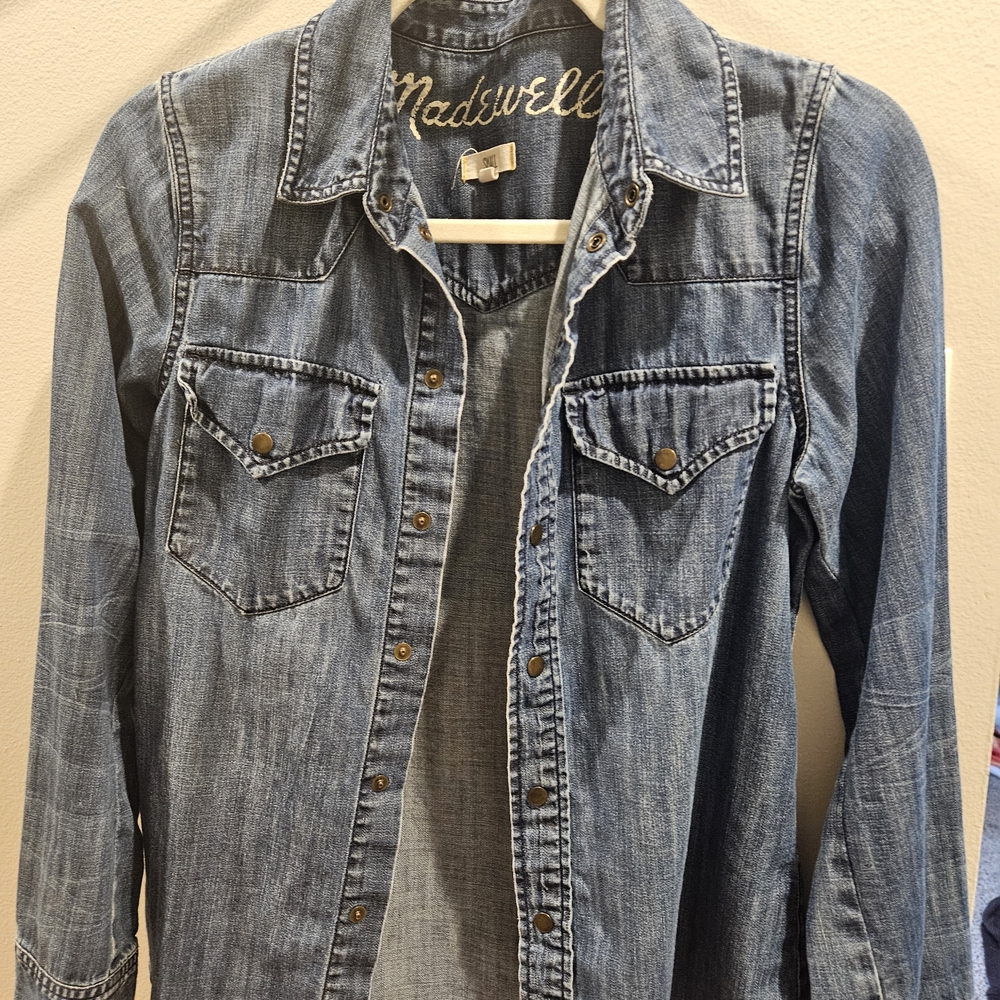Madewell Denim Button-Front Shirt Jacket - Light Blue